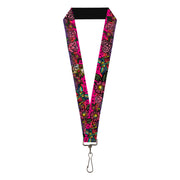 Lanyard - 1.0" - Love Kills CLOSE-UP Pink Lanyards Buckle-Down