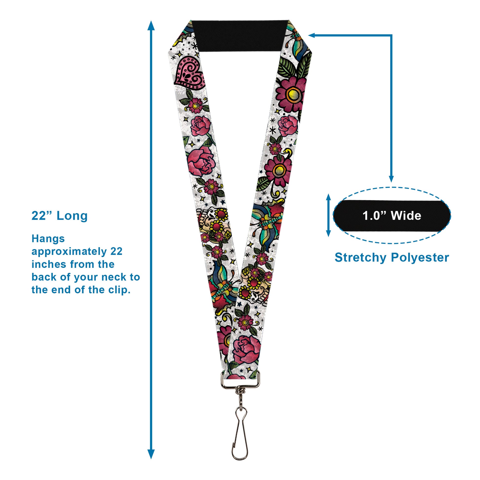 Lanyard - 1.0" - Love Kills CLOSE-UP White Lanyards Buckle-Down