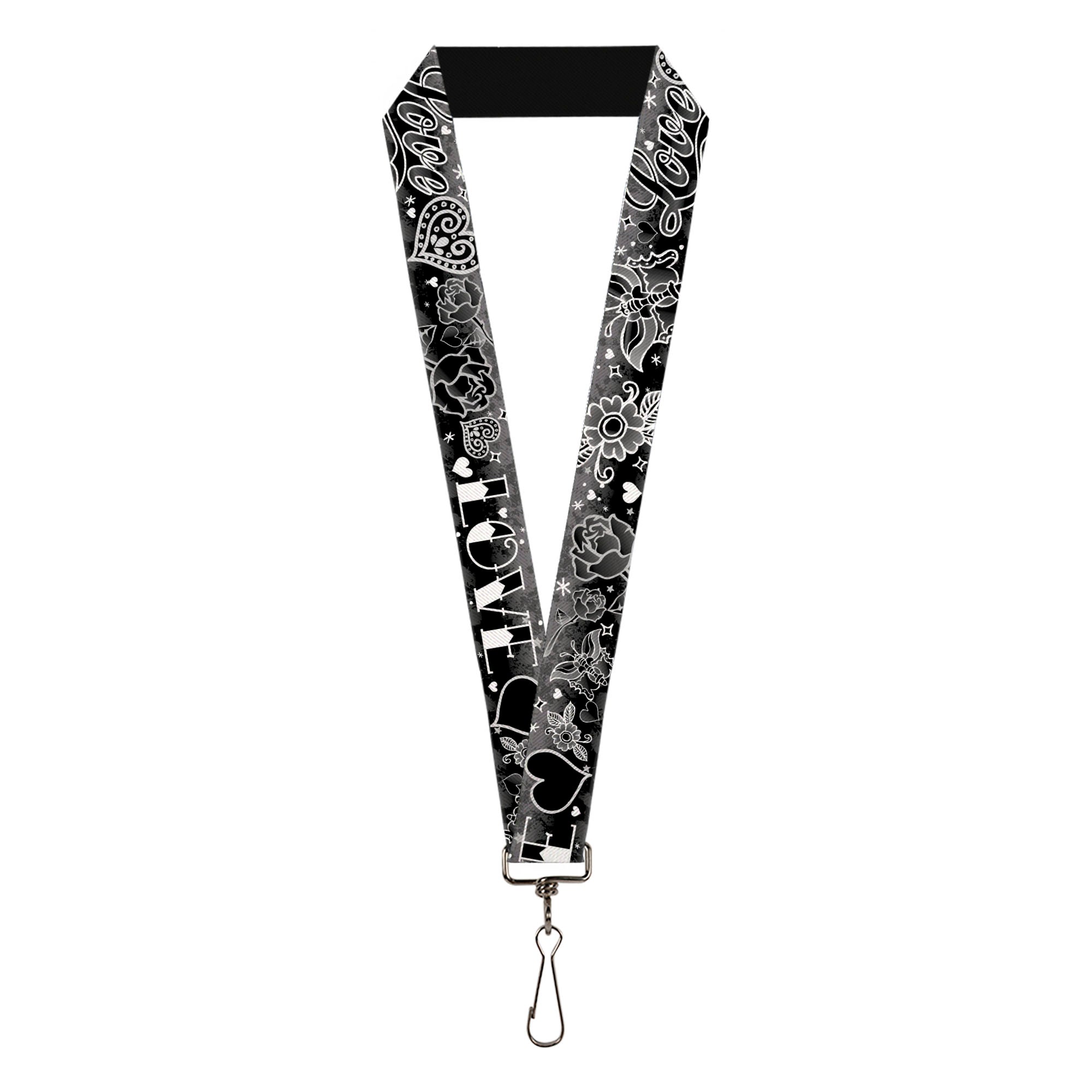 Lanyard - 1.0" - Love Love Black White Lanyards Buckle-Down