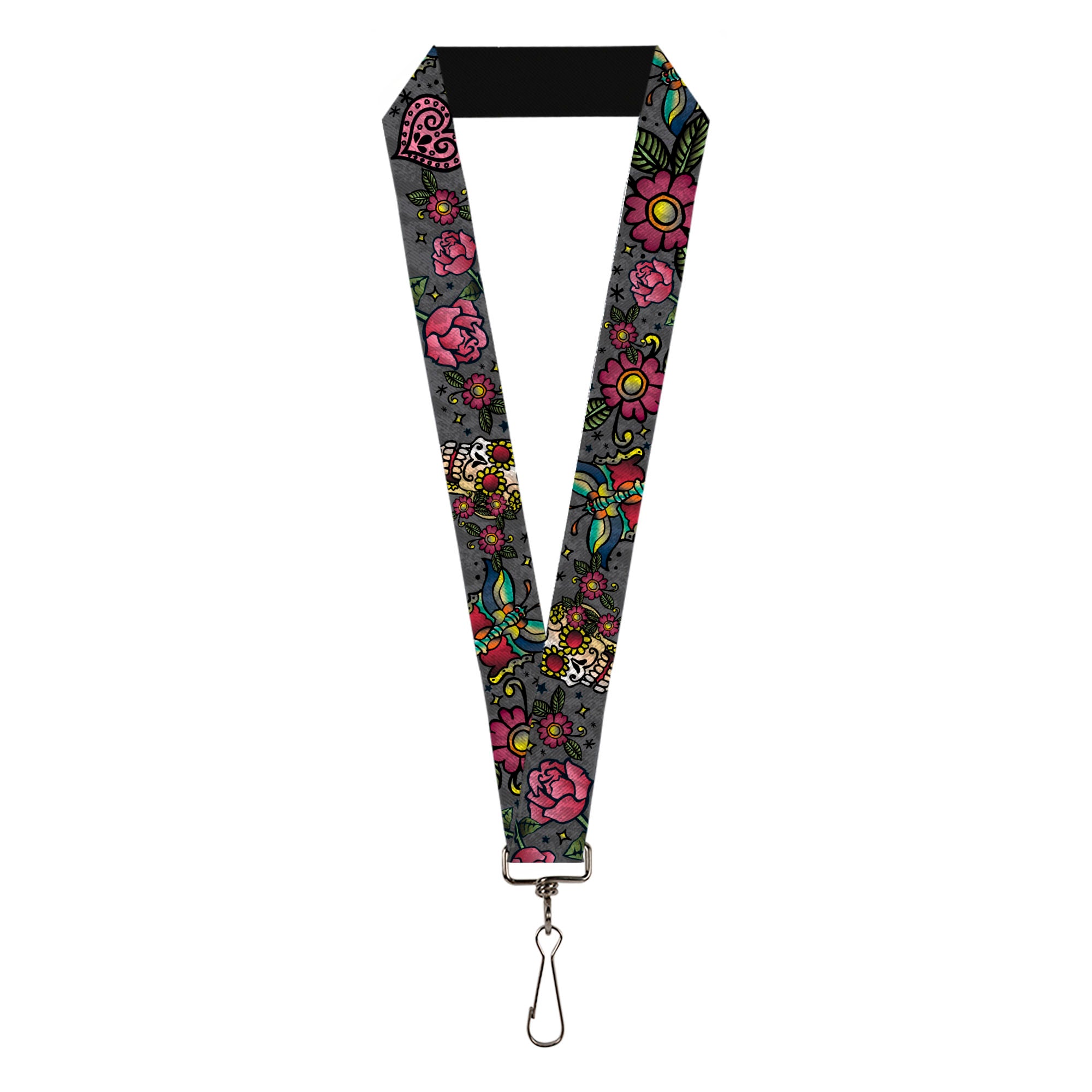 Lanyard - 1.0" - Love Kills CLOSE-UP Gray Lanyards Buckle-Down