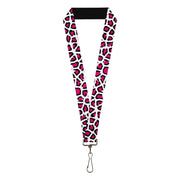 Lanyard - 1.0" - Leopard White Fuchsia Lanyards Buckle-Down
