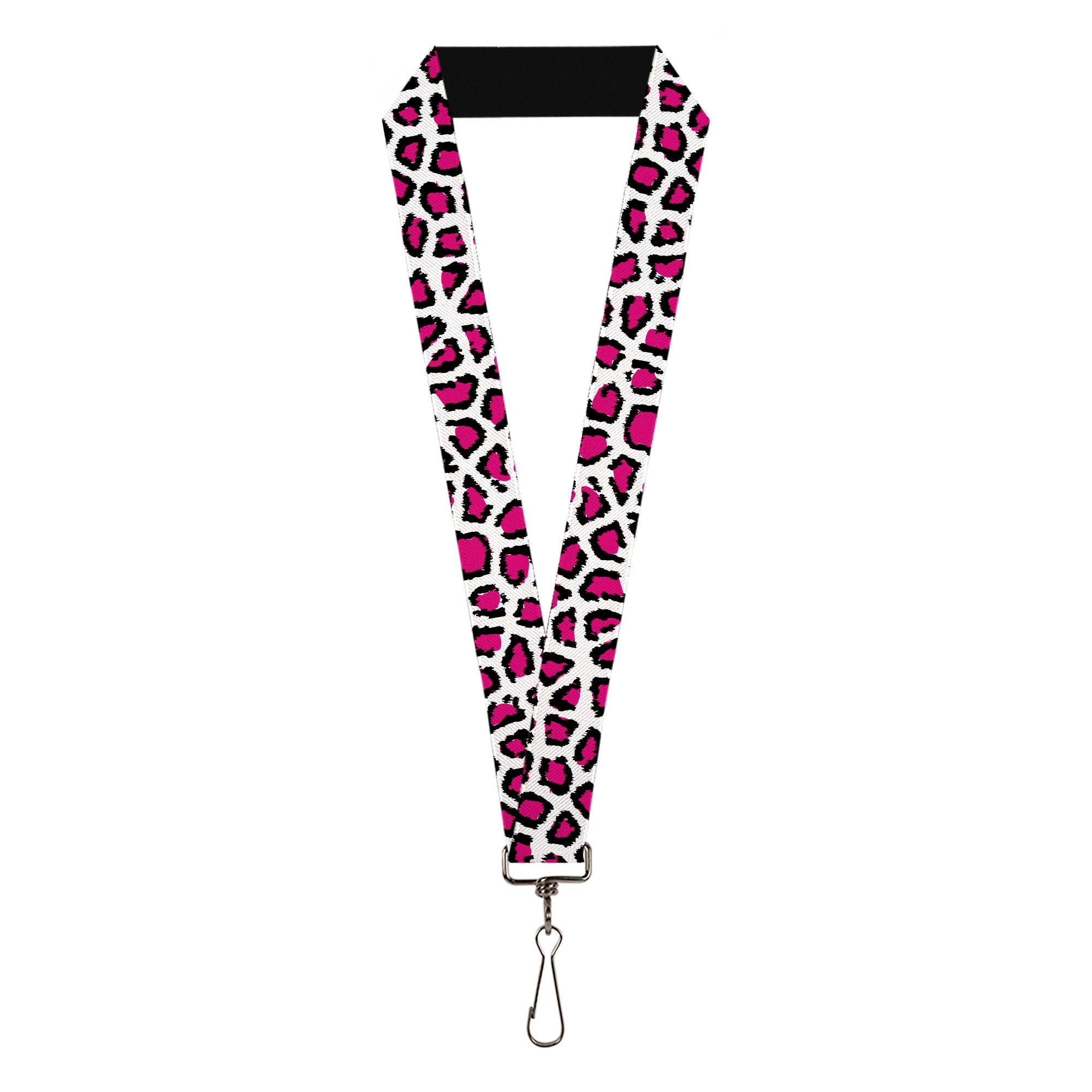 Lanyard - 1.0" - Leopard White Fuchsia Lanyards Buckle-Down