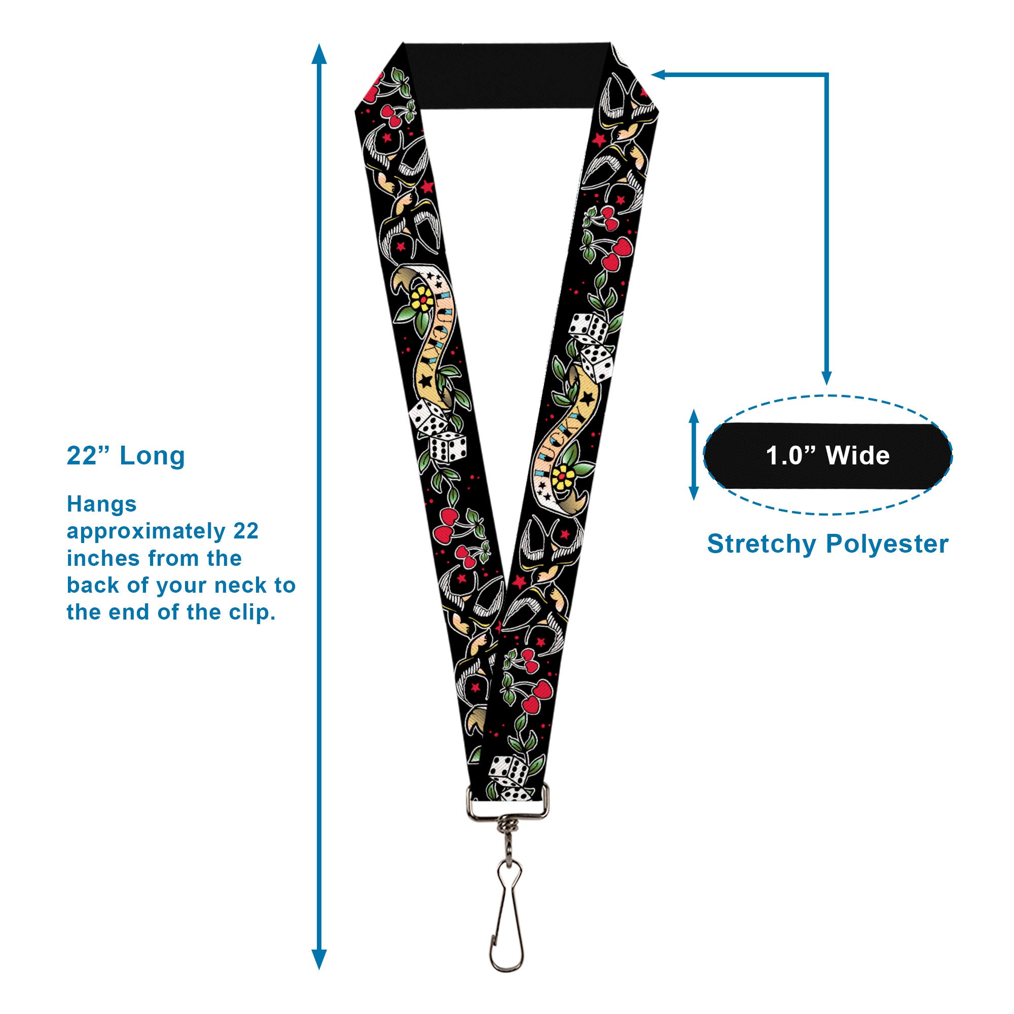Lanyard - 1.0" - Lucky Black Lanyards Buckle-Down