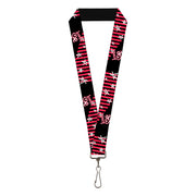 Lanyard - 1.0" - Love Me w Sketch Stars & Stripes Black Fuchsia White Lanyards Buckle-Down