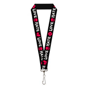 Lanyard - 1.0" - Love Hate Black White Fuchsia Lanyards Buckle-Down