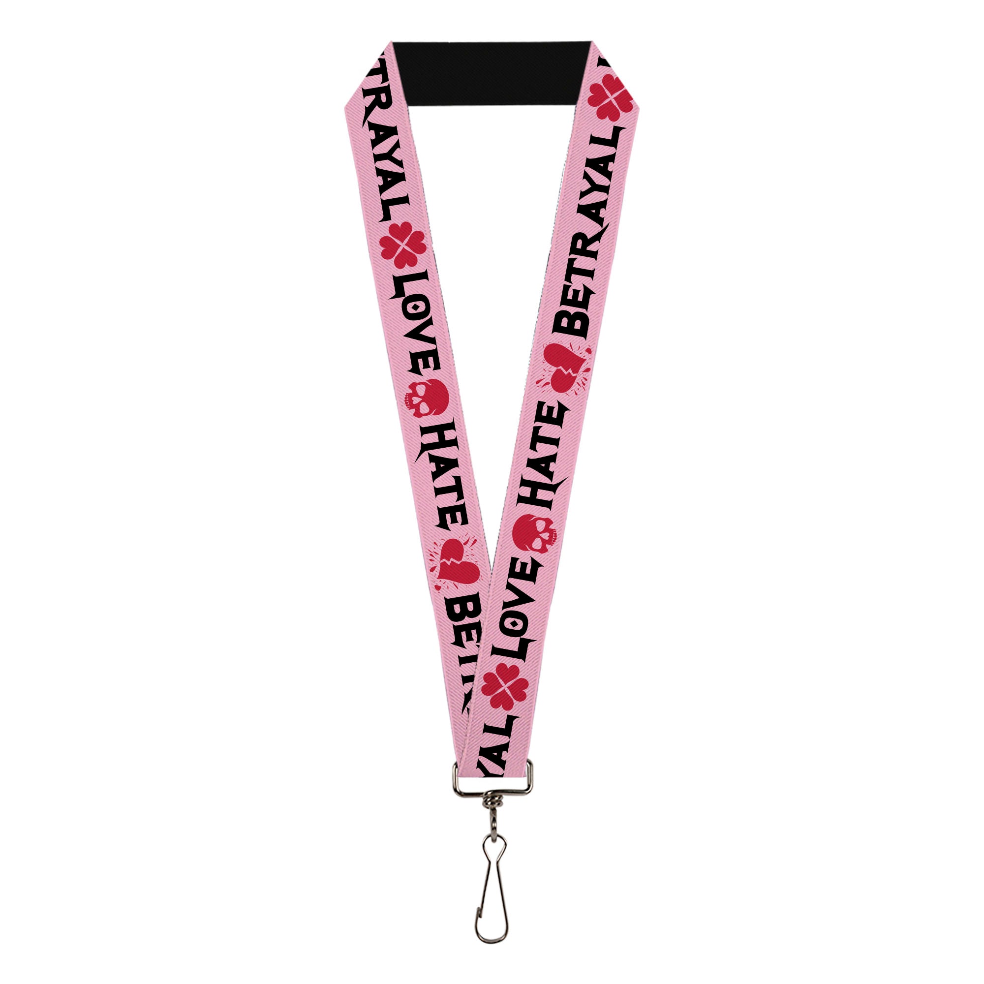 Lanyard - 1.0" - Love Hate Betrayal Pink Black Fuchsia Lanyards Buckle-Down