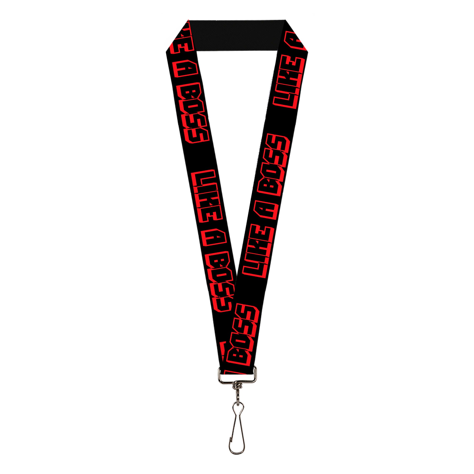 Lanyard - 1.0" - LIKE A BOSS Black Red Lanyards Buckle-Down