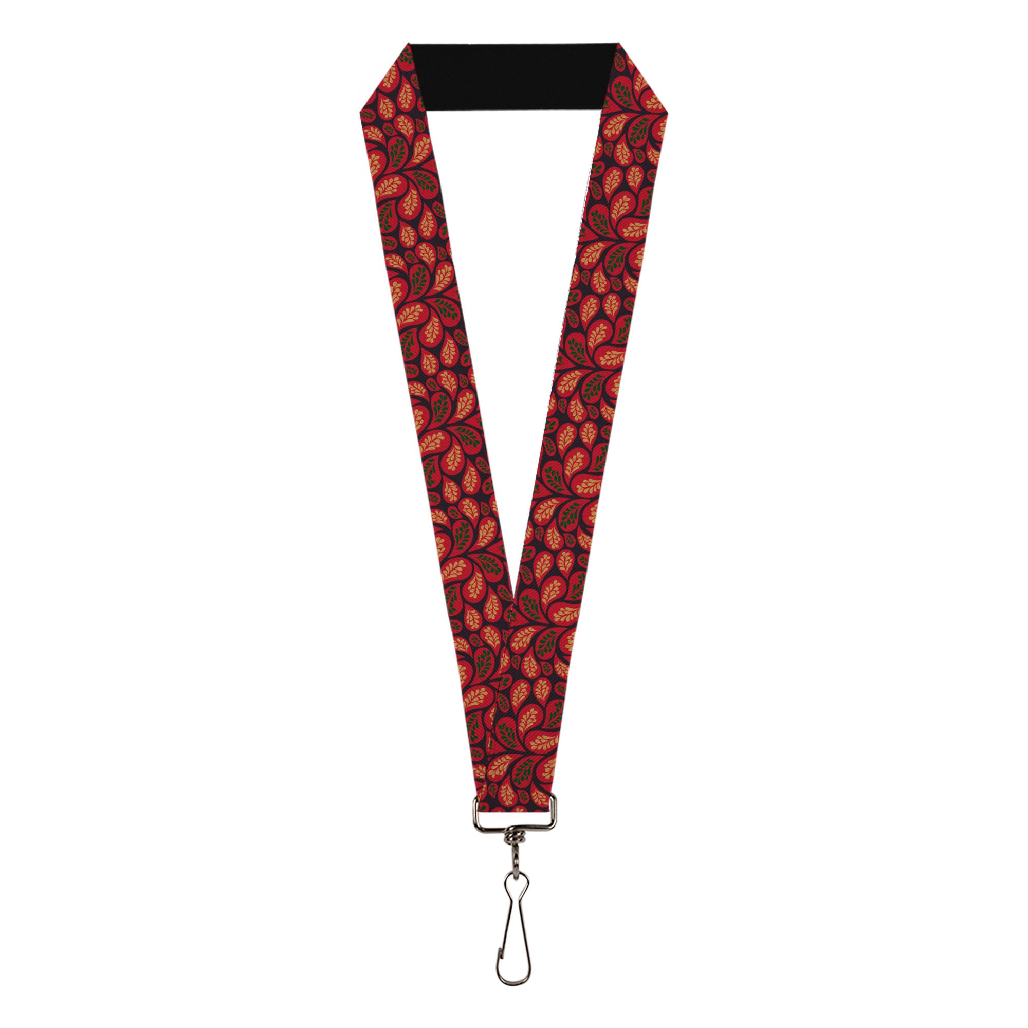 Lanyard - 1.0" - Leaves Swirl Navy Burgundy Lanyards Buckle-Down