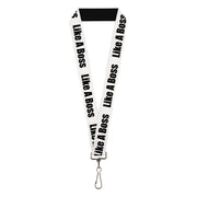 Lanyard - 1.0" - LIKE A BOSS White Black Lanyards Buckle-Down