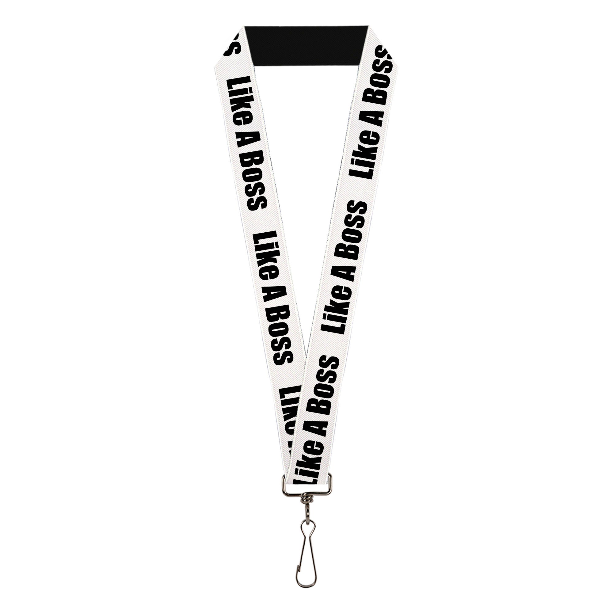 Lanyard - 1.0" - LIKE A BOSS White Black Lanyards Buckle-Down