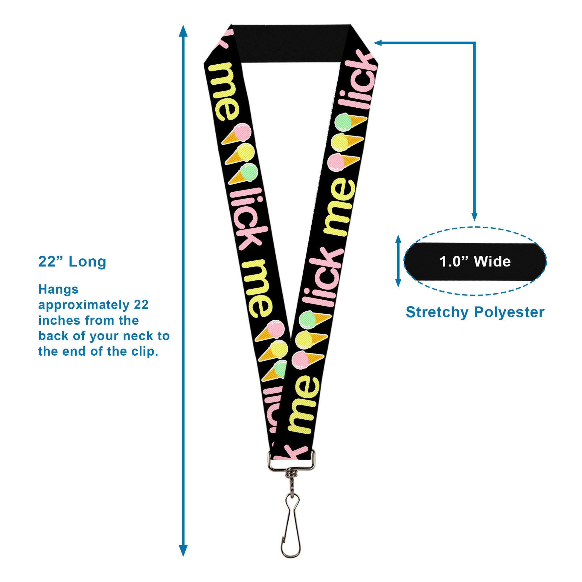Buckle-Down Lanyard - LICK ME Ice Cream Cones Lanyards Buckle-Down