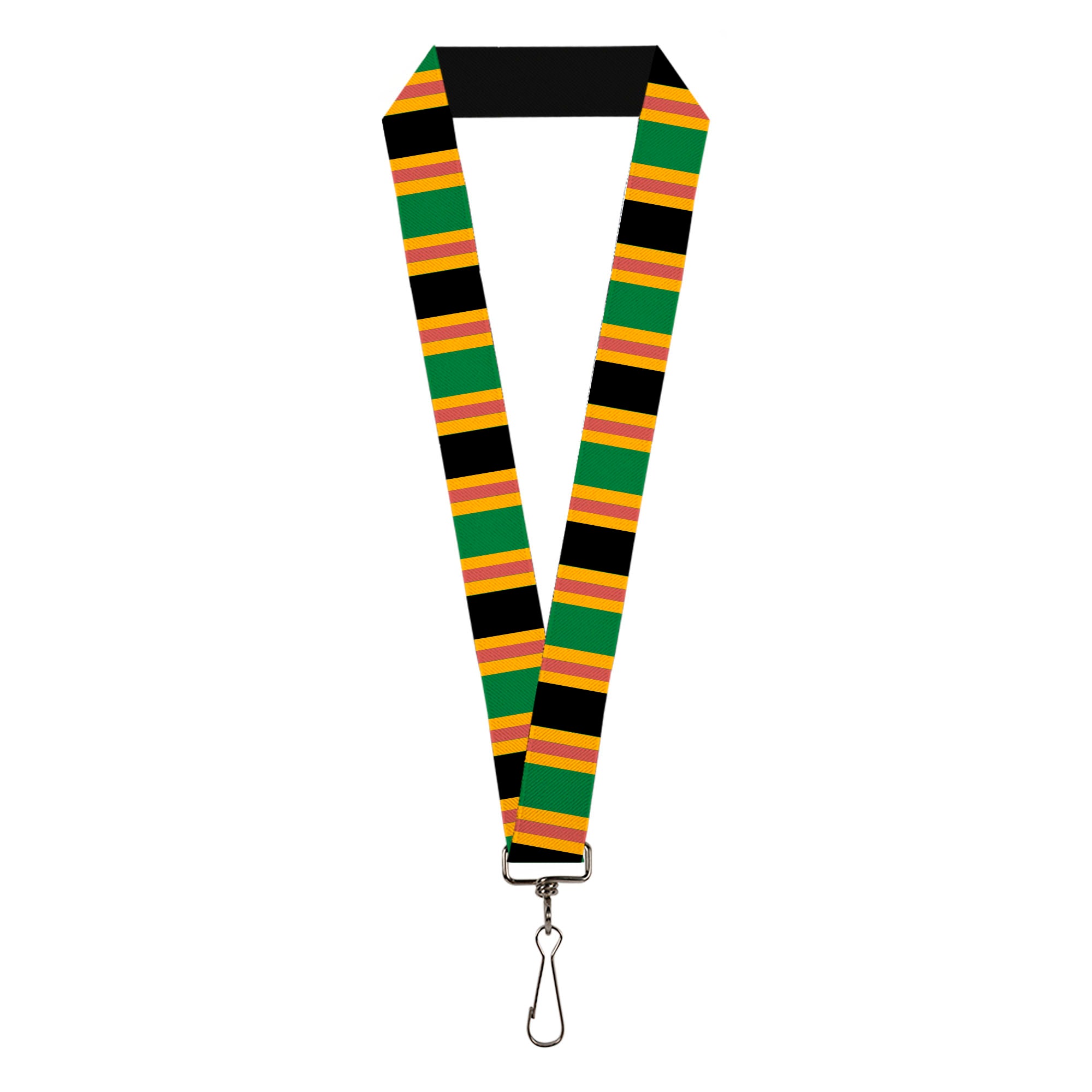 Lanyard - 1.0" - Lines Black Gold Pink Green Lanyards Buckle-Down