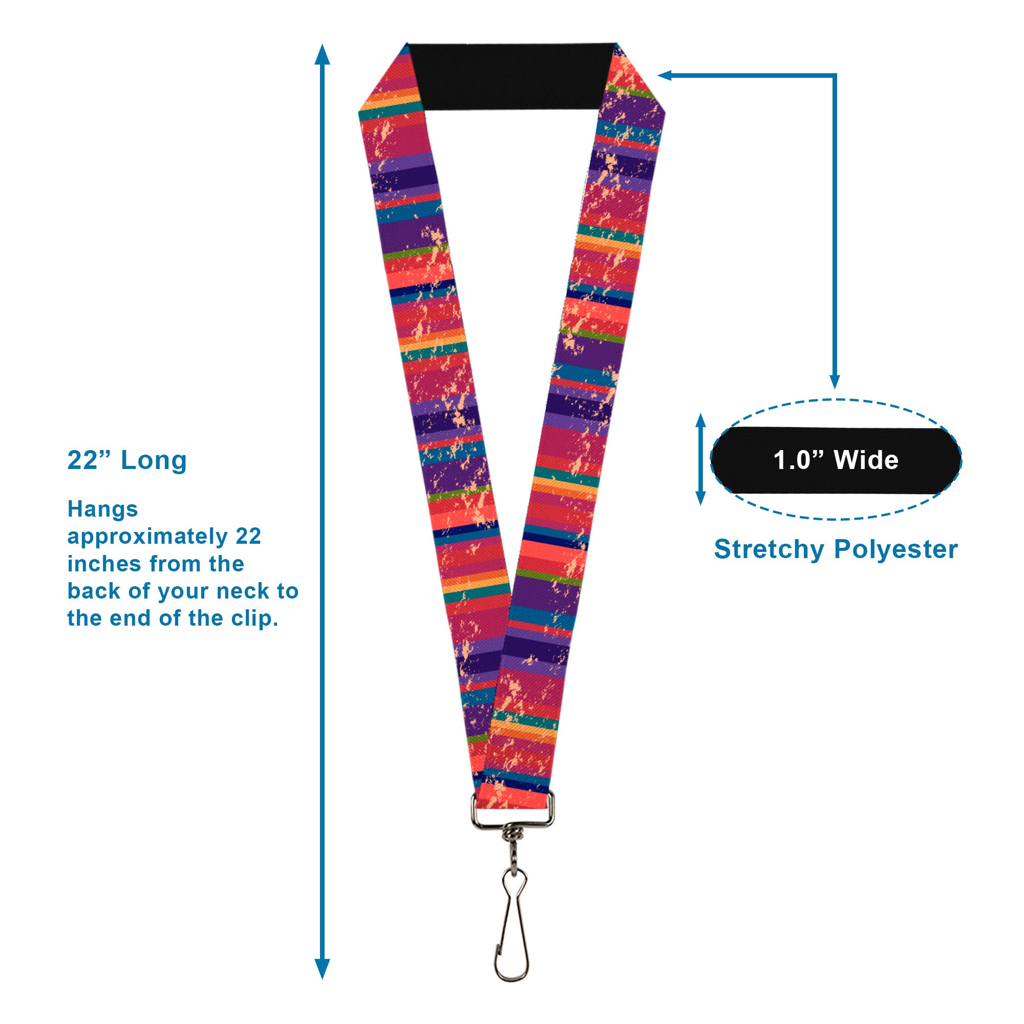 Lanyard - 1.0" - Lines Weathered Reds Purples Lanyards Buckle-Down