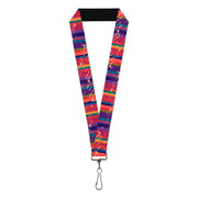 Lanyard - 1.0" - Lines Weathered Reds Purples Lanyards Buckle-Down
