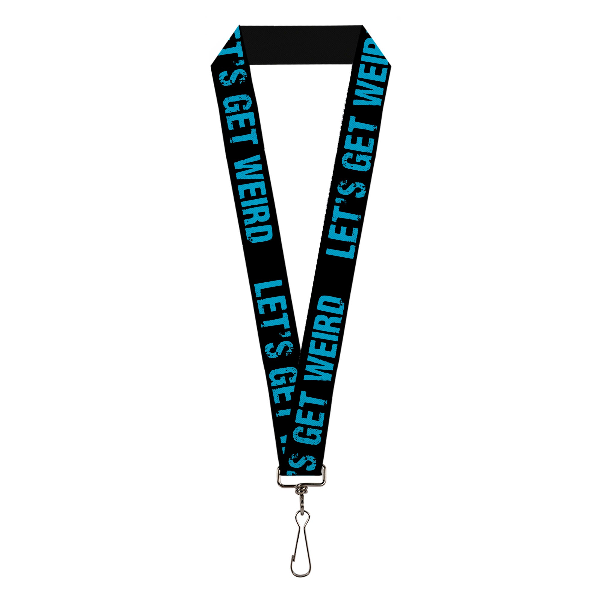 Buckle-Down Lanyard - LET'S GET WEIRD Weathered Black/Bright Blue Lanyards Buckle-Down