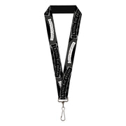 Lanyard - 1.0" - LIVING THE DREAM Scroll Gray Black White Lanyards Buckle-Down