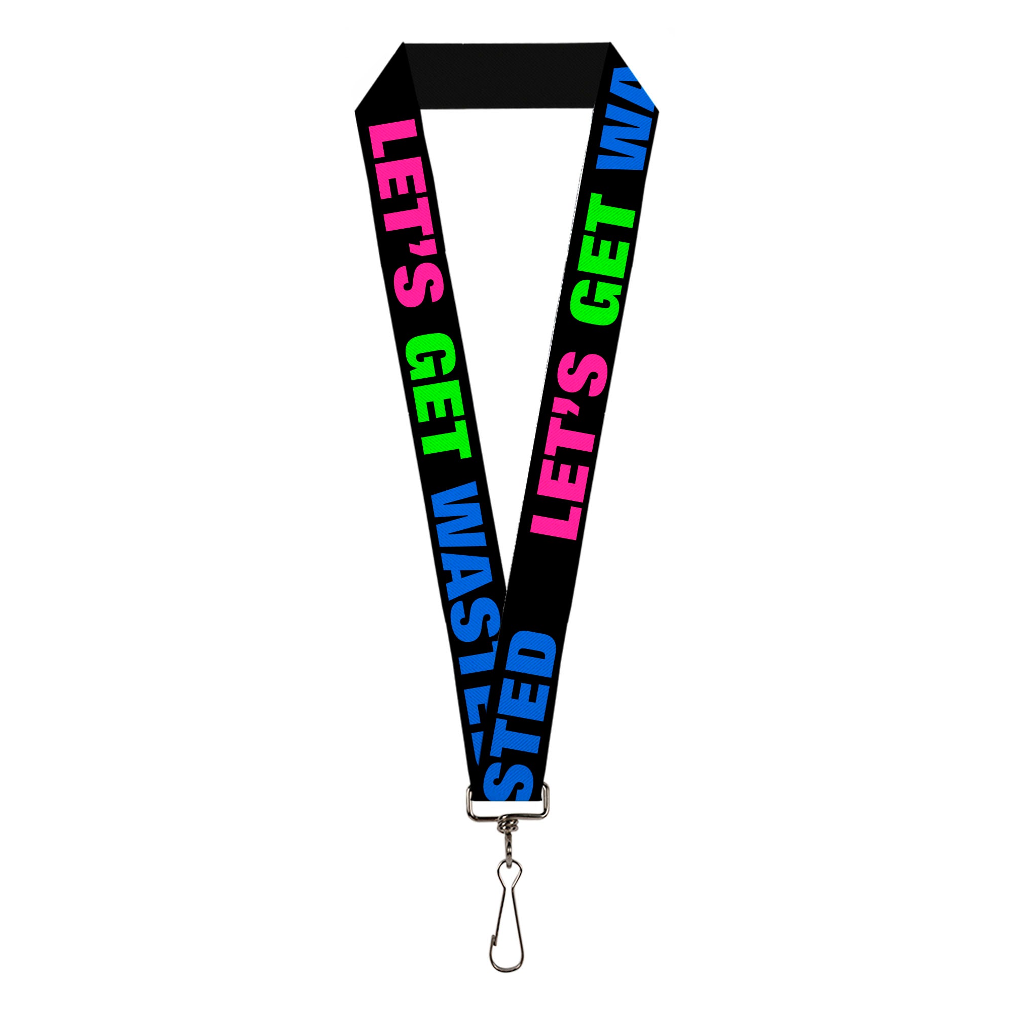 Buckle-Down Lanyard - LET'S GET WASTED Black/Pink/Green/Blue Lanyards Buckle-Down