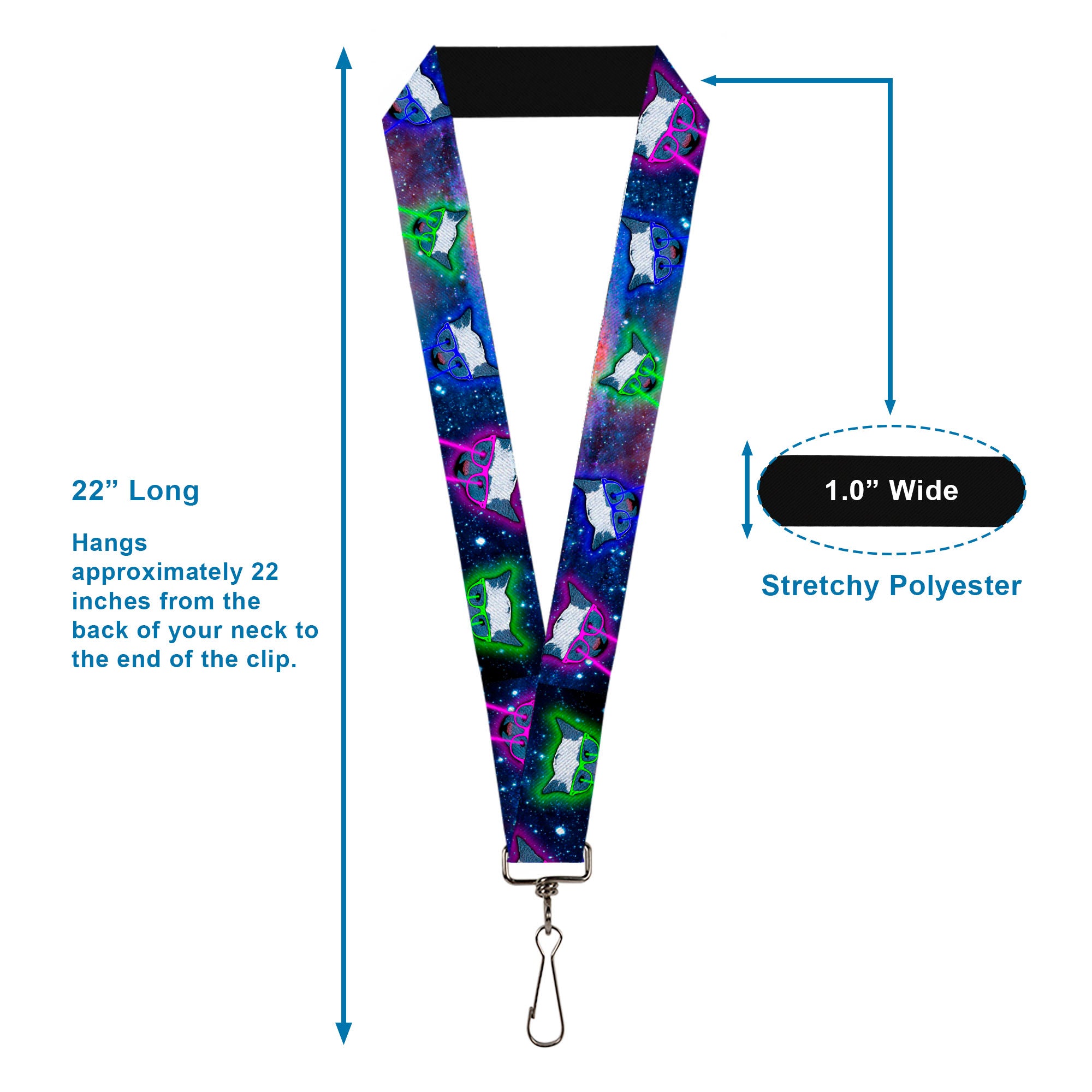 Lanyard - 1.0" - Laser Eye Cats in Space Lanyards Buckle-Down