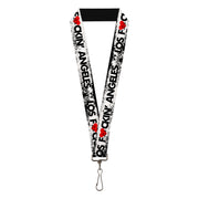 Lanyard - 1.0" - LOS F*CKIN' ANGELES Heart Weathered White Black Red Lanyards Buckle-Down