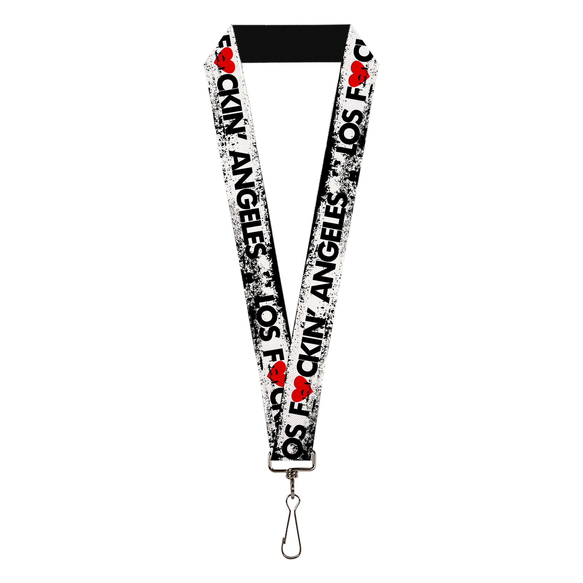 Lanyard - 1.0" - LOS F*CKIN' ANGELES Heart Weathered White Black Red Lanyards Buckle-Down