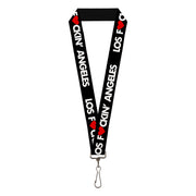 Lanyard - 1.0" - LOS F*CKIN' ANGELES Heart Black White Red Lanyards Buckle-Down