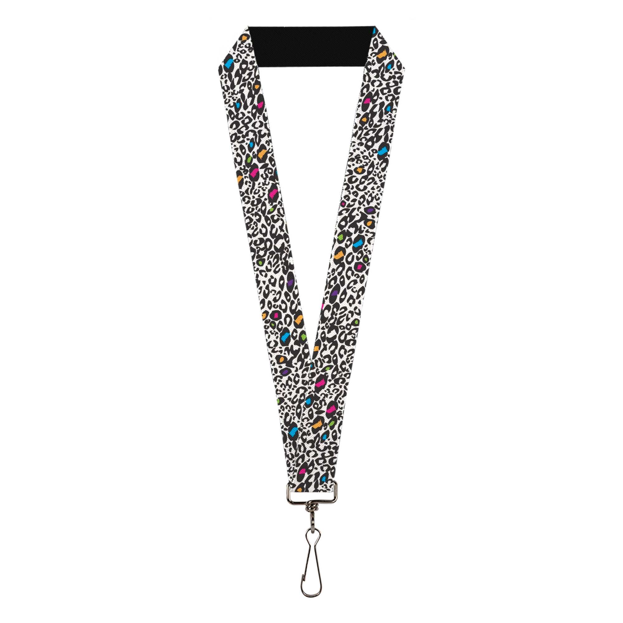 Lanyard - 1.0" - Leopard White Black Multi Color Lanyards Buckle-Down