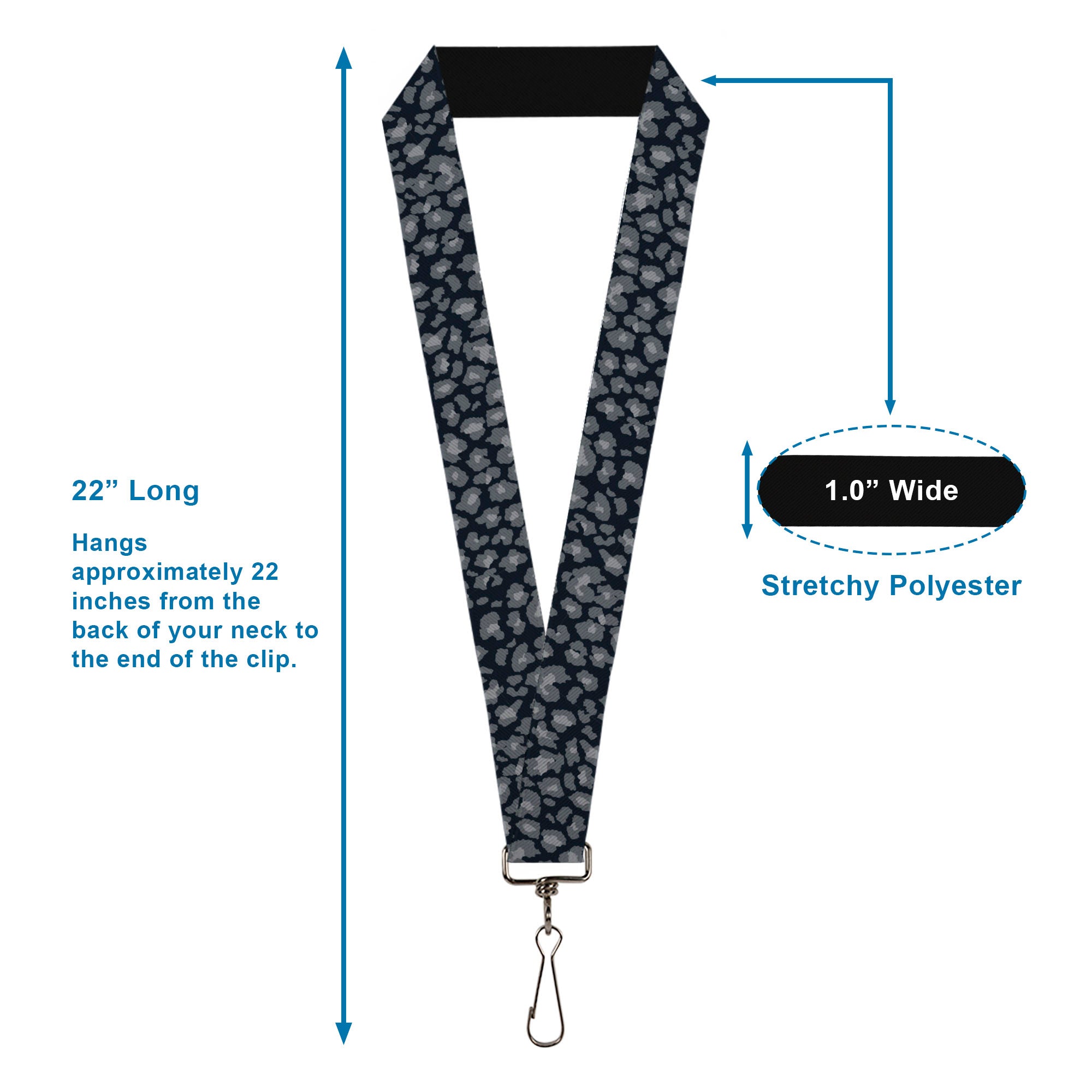 Lanyard - 1.0" - Leopard Grays Lanyards Buckle-Down
