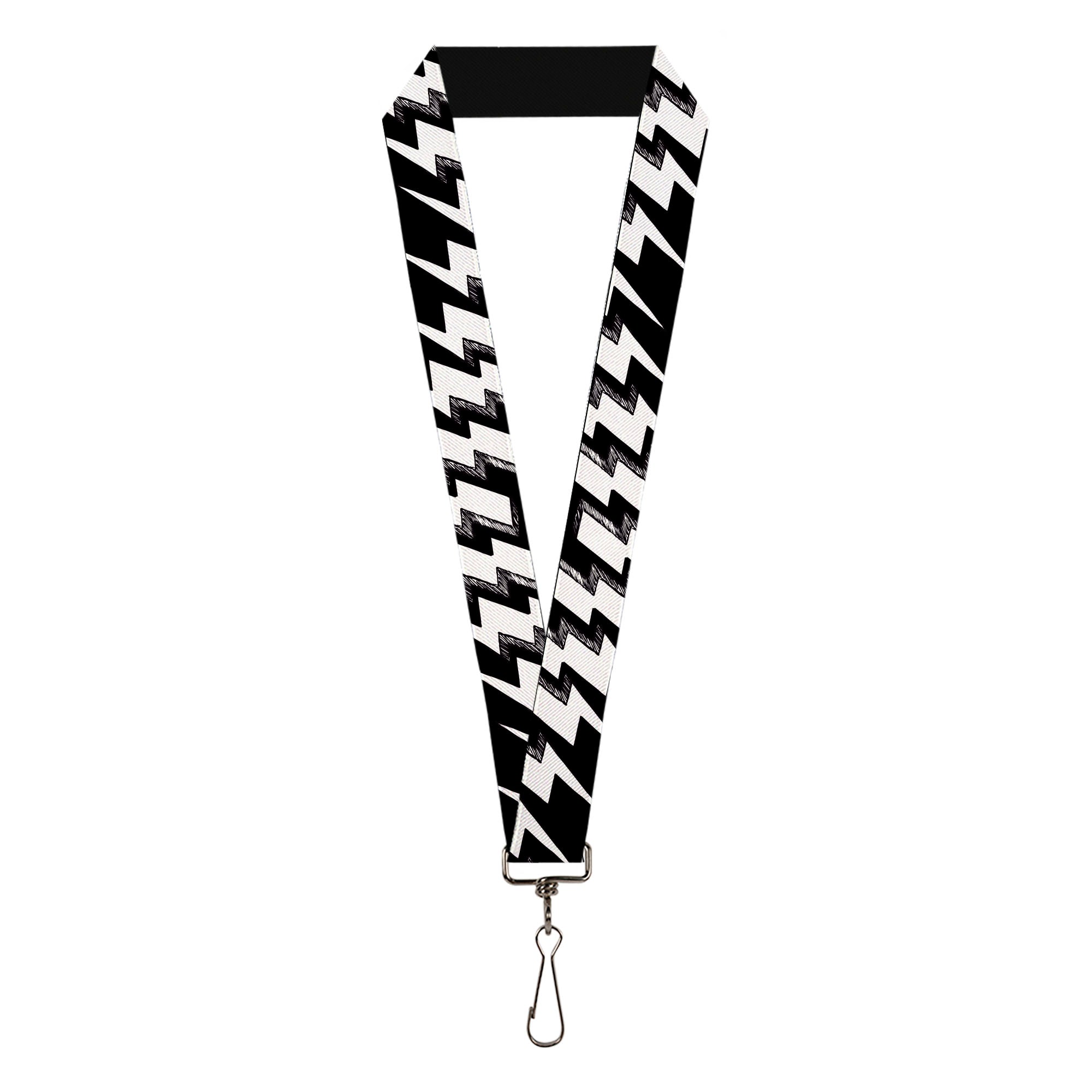 Lanyard - 1.0" - Lightning Bolts Sketch Black White Lanyards Buckle-Down