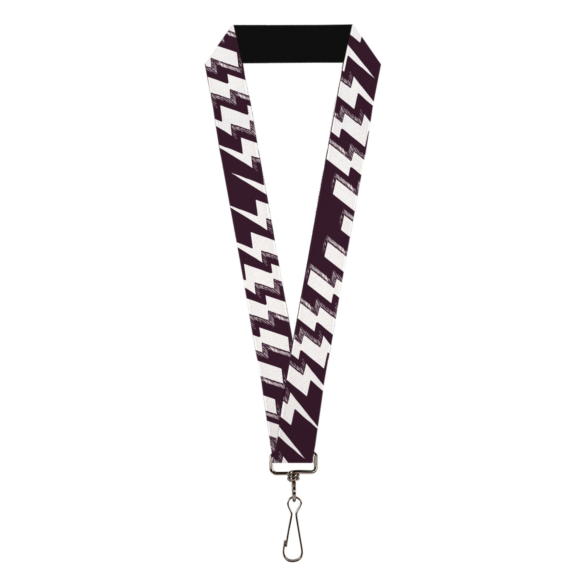 Lanyard - 1.0" - Lightning Bolts Sketch Plum White Lanyards Buckle-Down