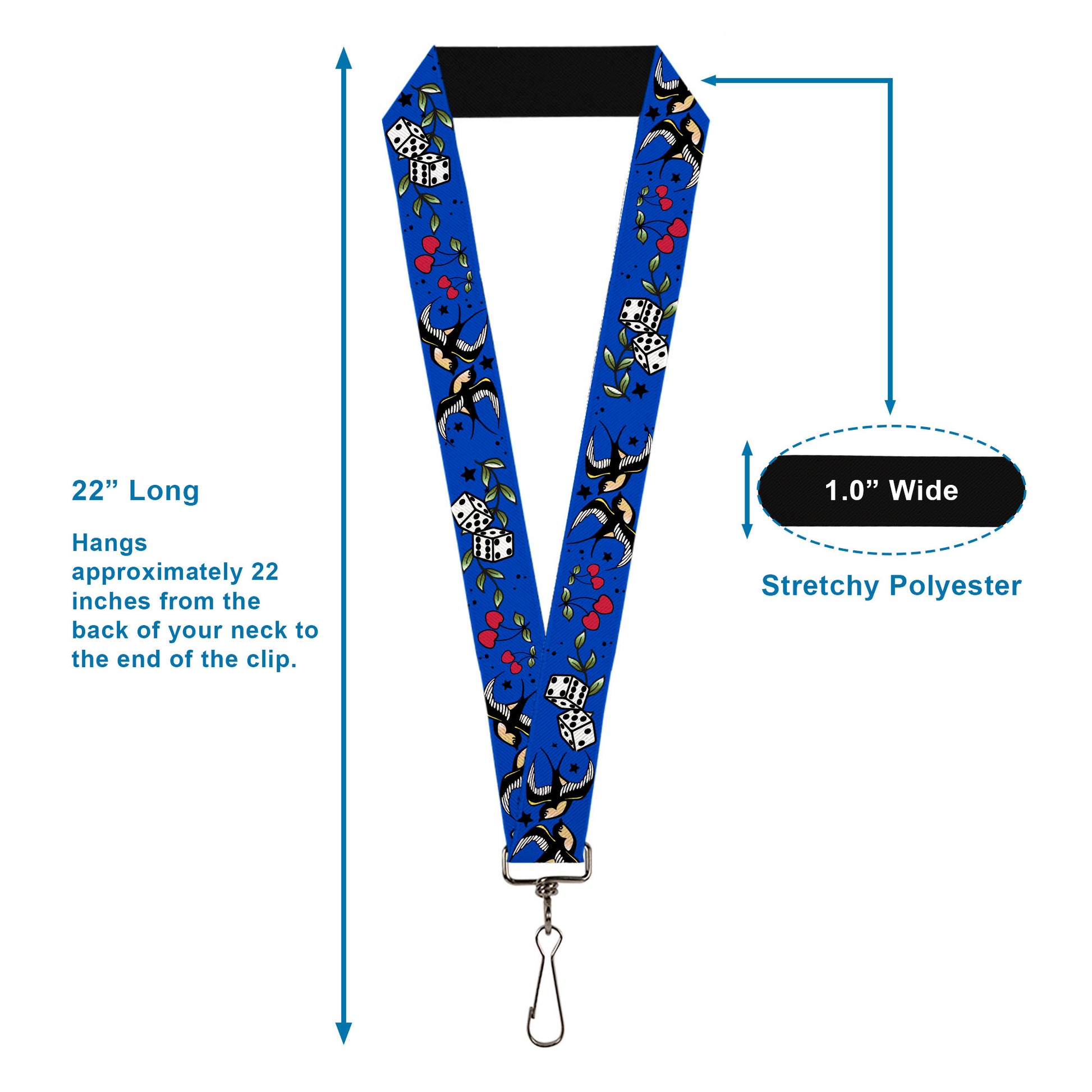 Lanyard - 1.0" - Lucky CLOSE-UP Blue Lanyards Buckle-Down