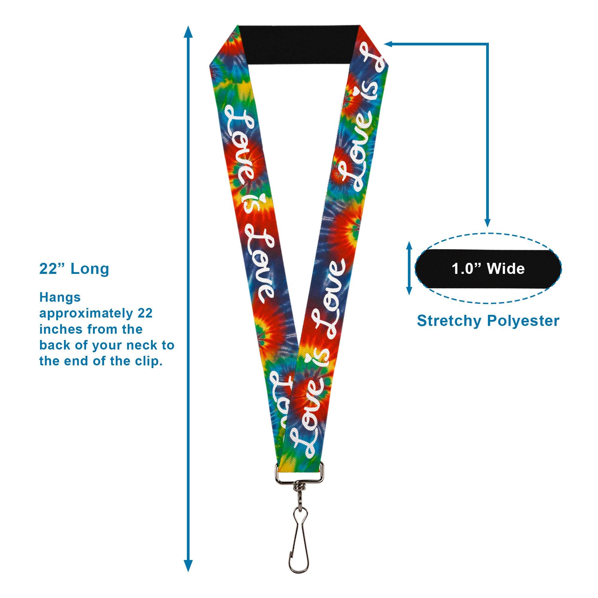 Lanyard - 1.0" - LOVE IS LOVE BD Tie Dye White Lanyards Buckle-Down