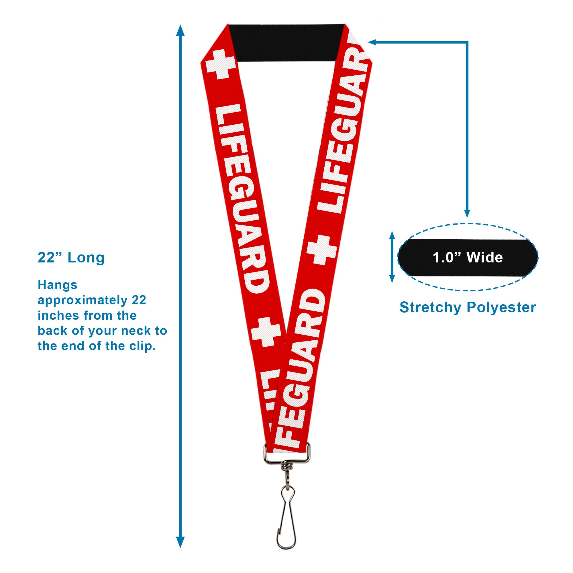 Lanyard - 1.0" - LIFEGUARD Logo Red White Lanyards Buckle-Down