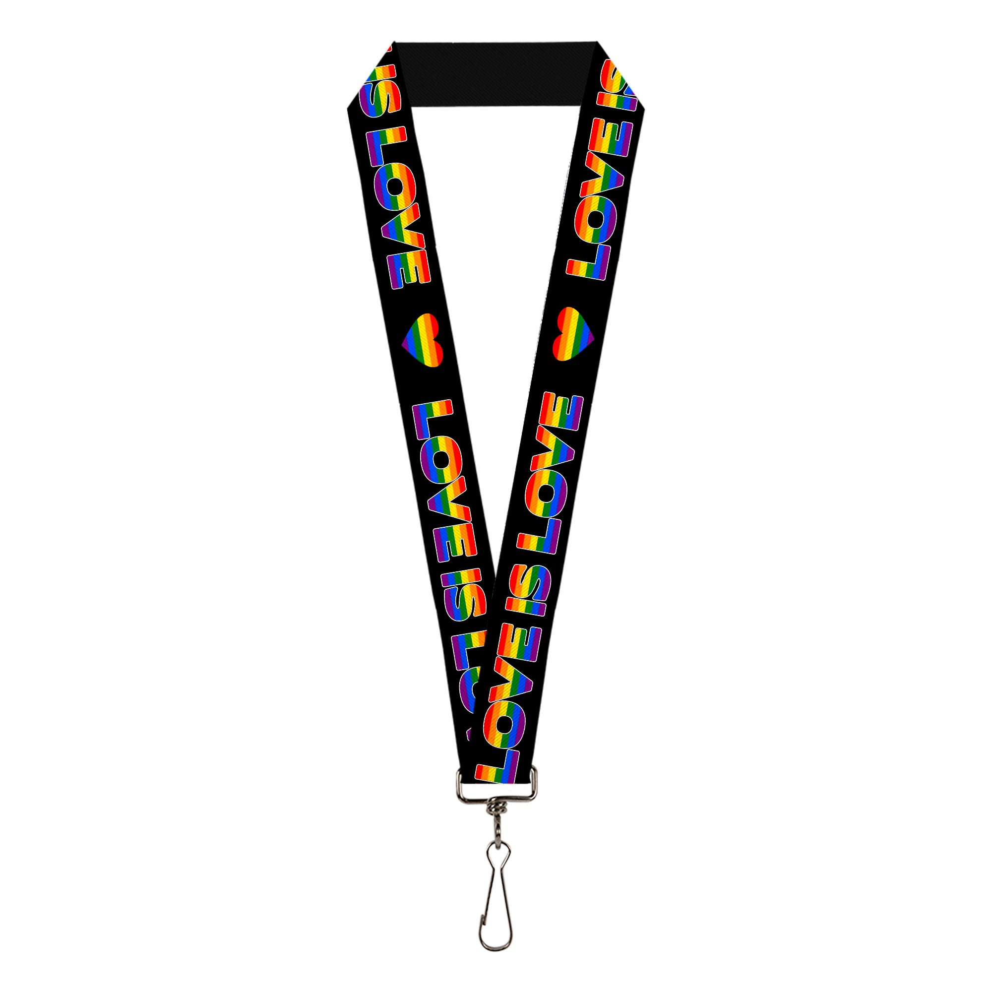 Lanyard - 1.0" - LOVE IS LOVE Heart Black Rainbow Lanyards Buckle-Down