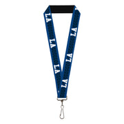 Lanyard - 1.0" - LA Los Angeles Script Stripe Blues White Lanyards Buckle-Down