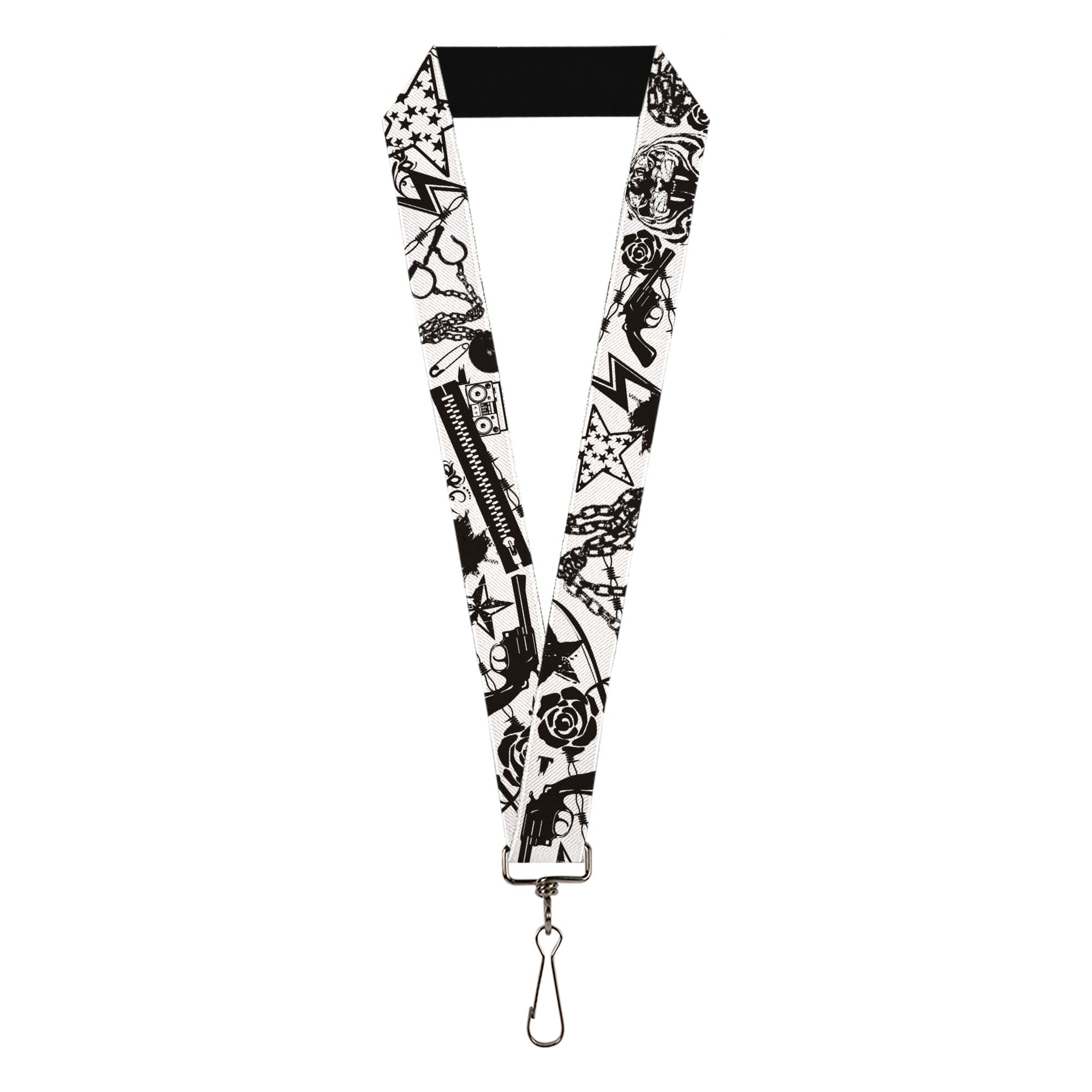 Lanyard - 1.0" - Madness White Black Lanyards Buckle-Down