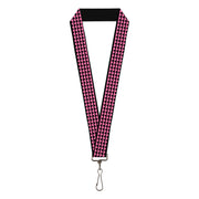 Lanyard - 1.0" - Mini Hearts Black Pink Lanyards Buckle-Down