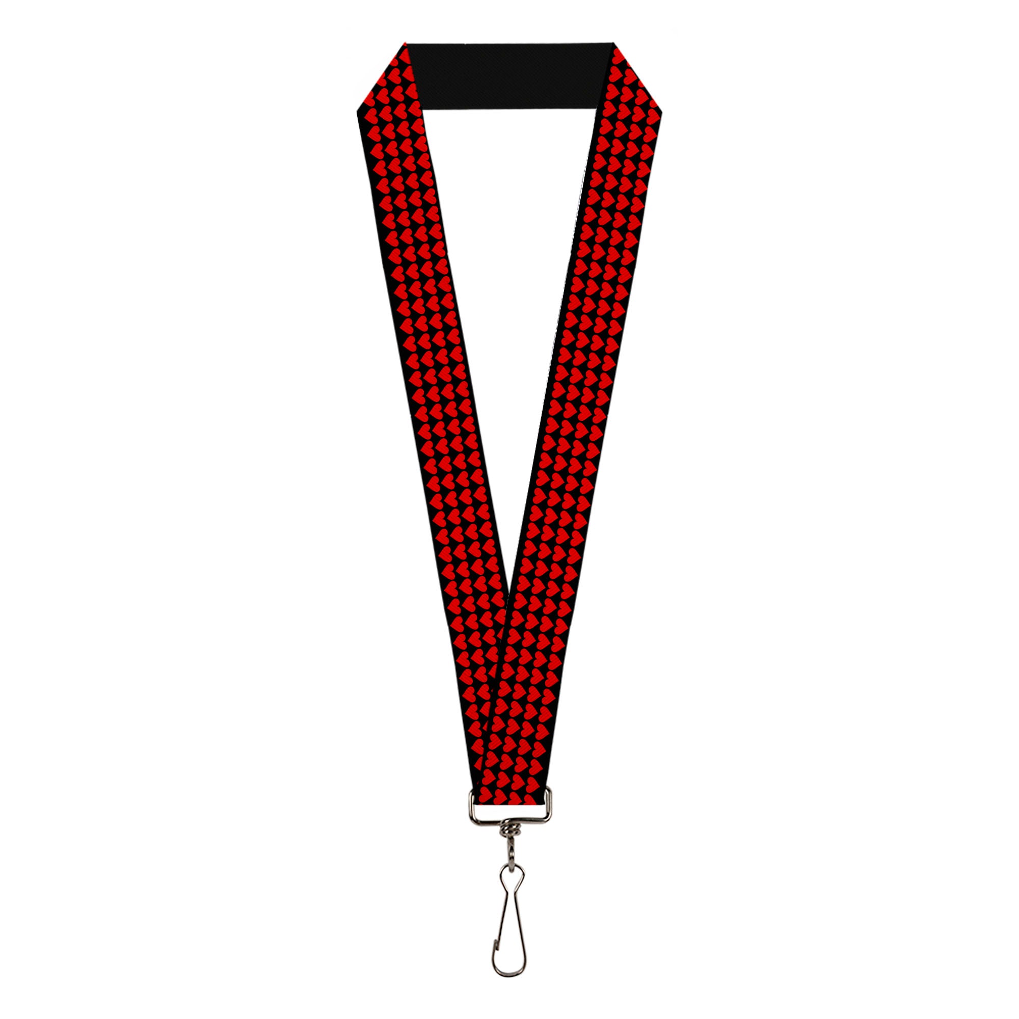 Lanyard - 1.0" - Mini Hearts Black Red Lanyards Buckle-Down