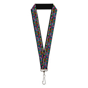 Lanyard - 1.0" - Mini Hearts Black Multi Color Lanyards Buckle-Down
