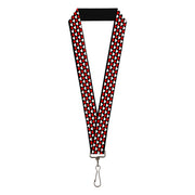 Lanyard - 1.0" - Mini Hearts Black Red White Lanyards Buckle-Down