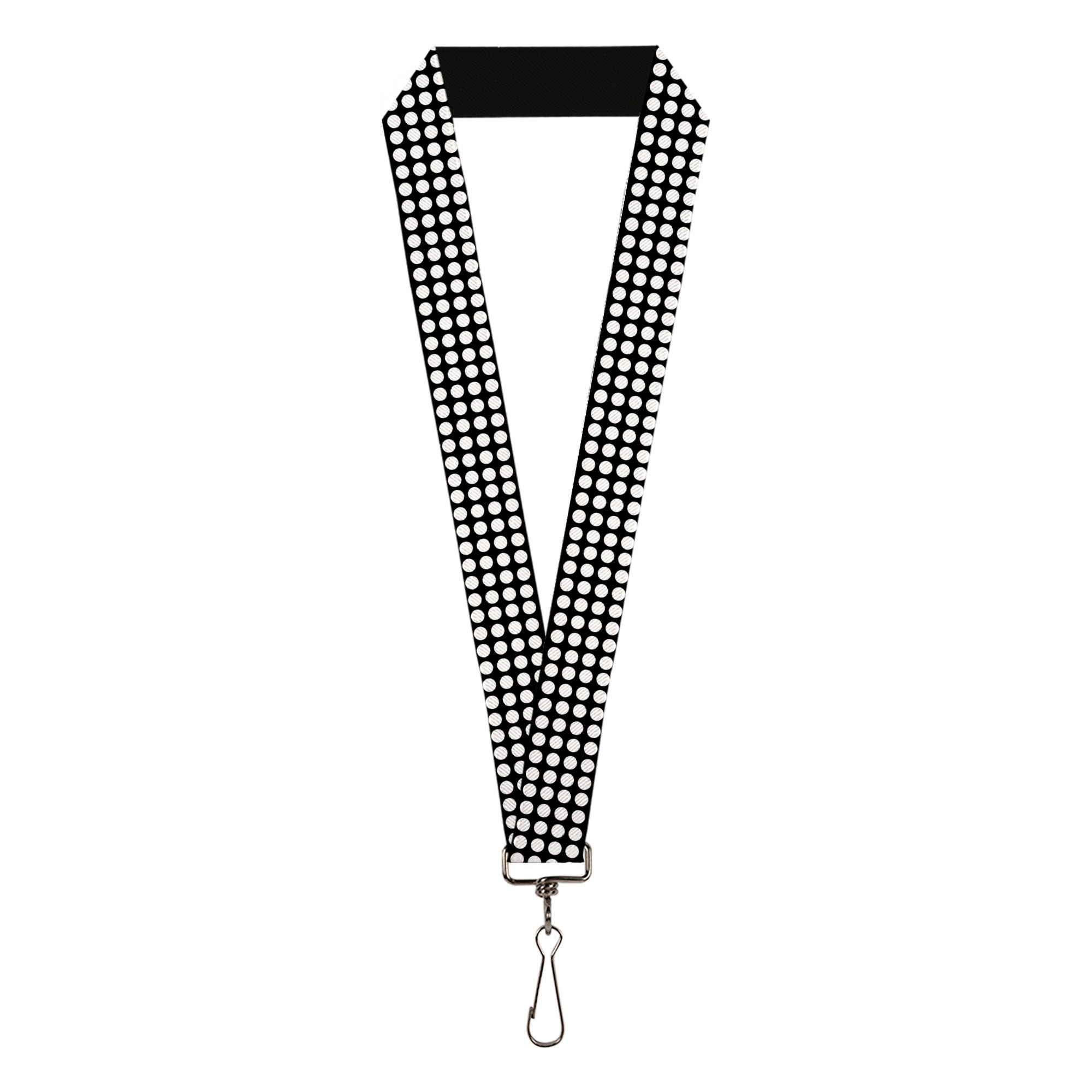 Lanyard - 1.0" - Mini Polka Dots Black White Lanyards Buckle-Down