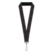 Lanyard - 1.0" - Mini Stars Black Multi Color Lanyards Buckle-Down