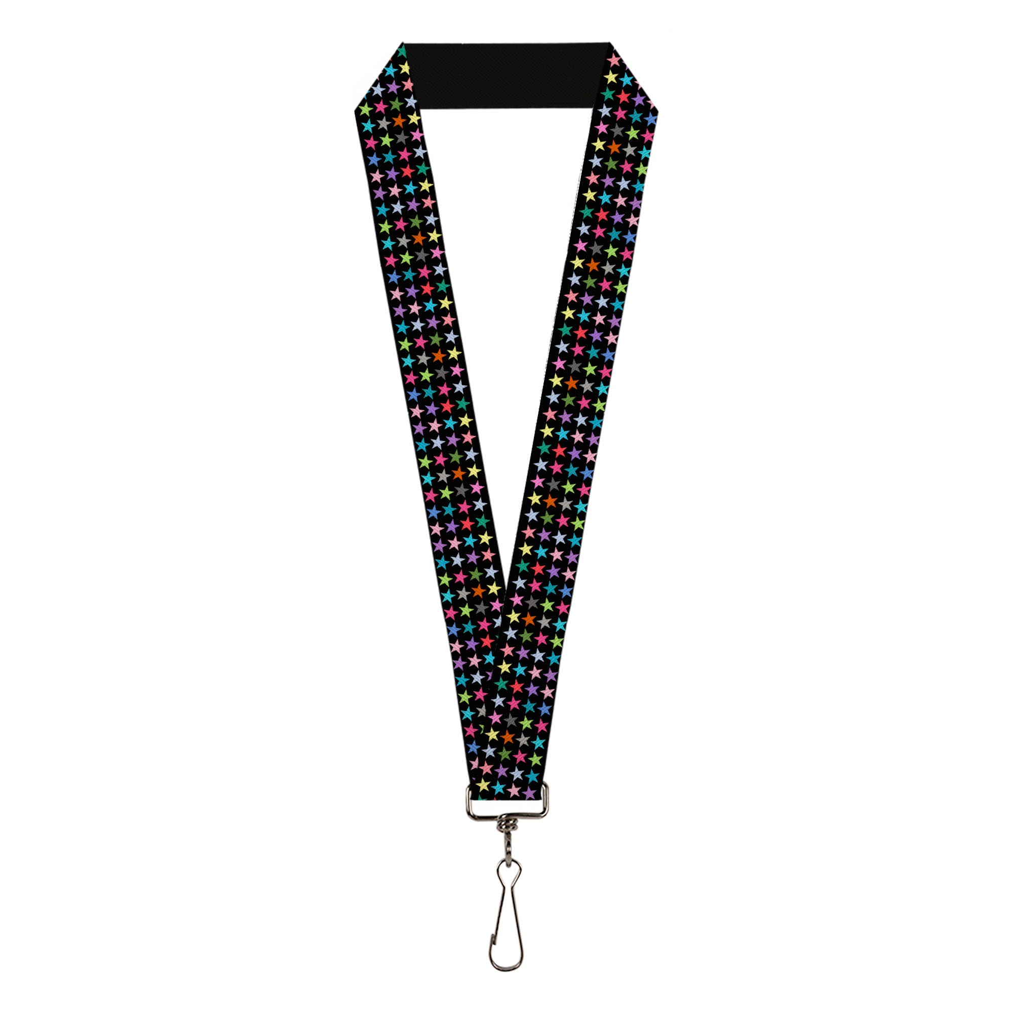 Lanyard - 1.0" - Mini Stars Black Multi Color Lanyards Buckle-Down