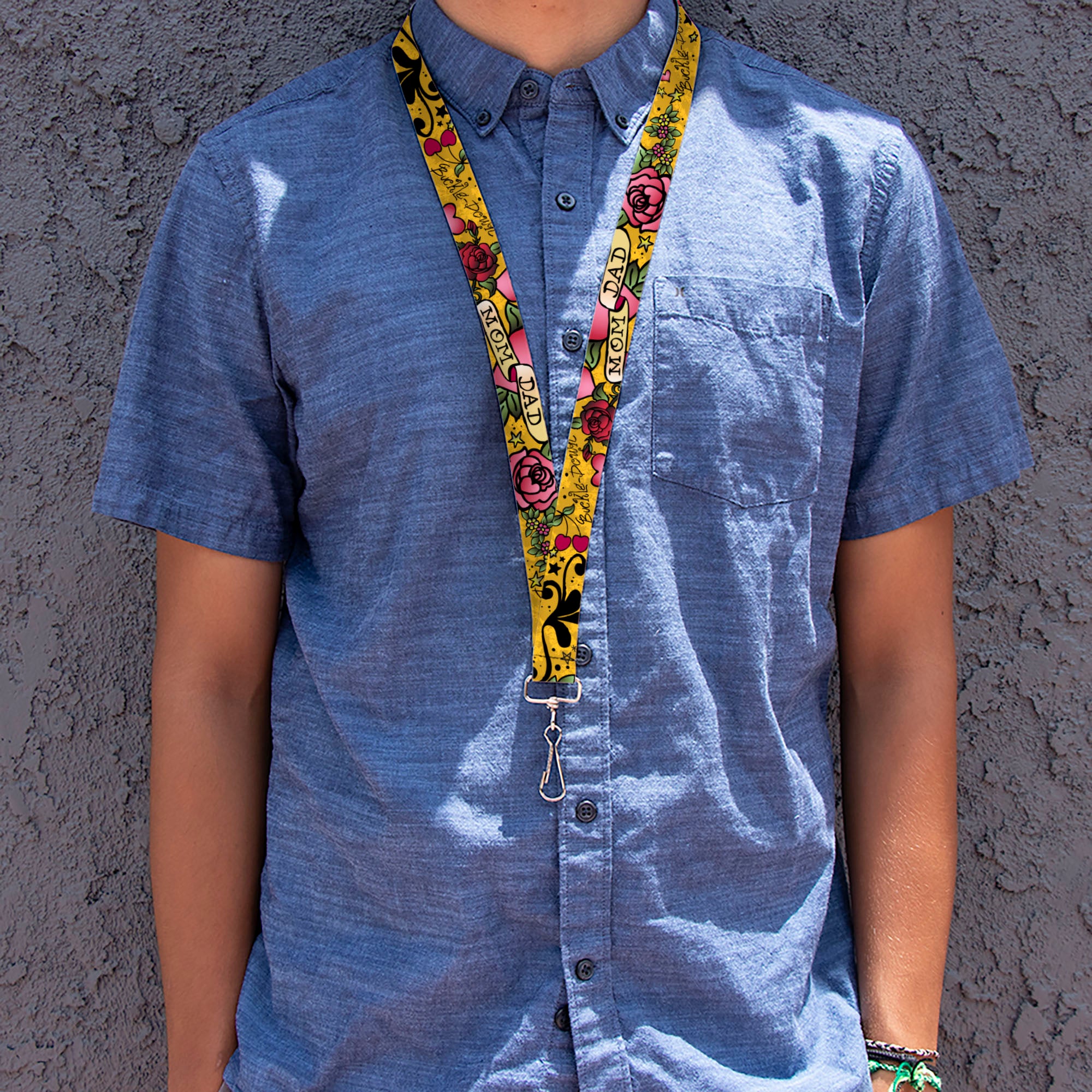 Lanyard - 1.0" - Mom & Dad Yellow Lanyards Buckle-Down