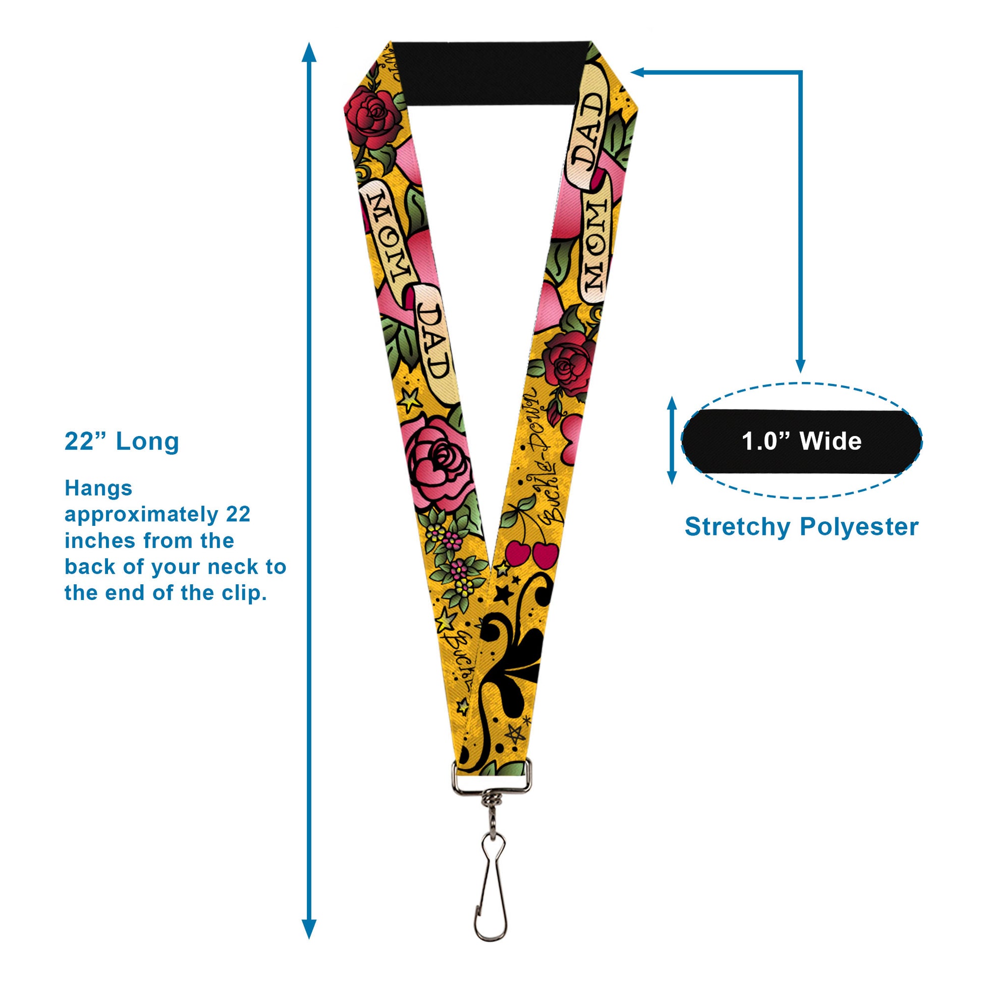 Lanyard - 1.0" - Mom & Dad Yellow Lanyards Buckle-Down