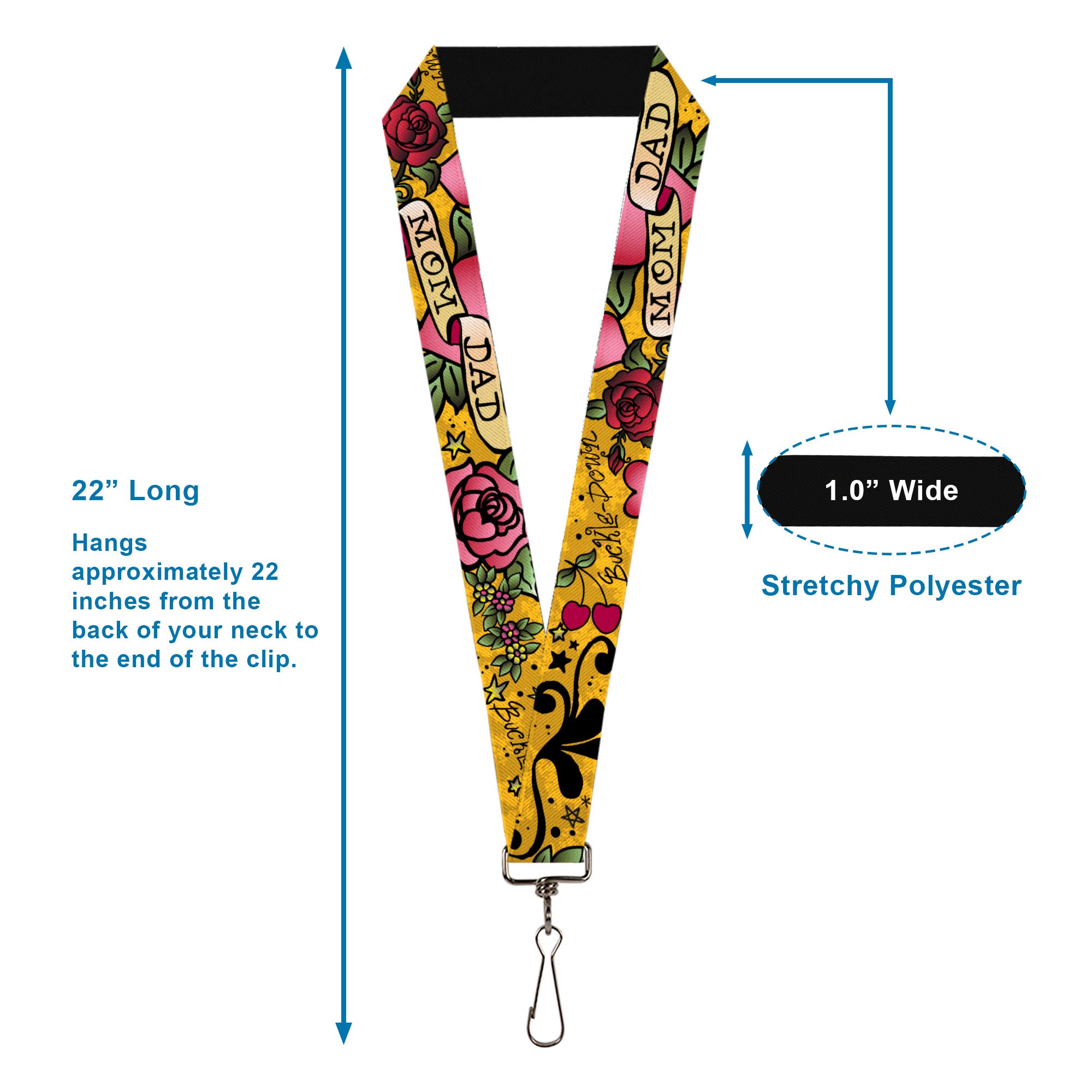 Lanyard - 1.0" - Mom & Dad Yellow Lanyards Buckle-Down