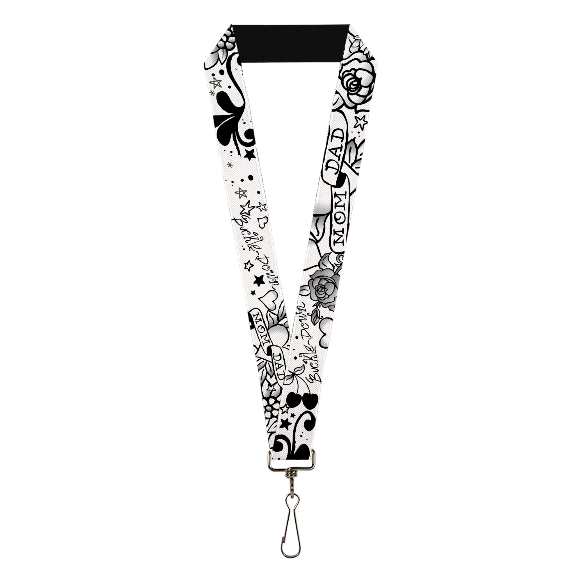 Lanyard - 1.0" - Mom & Dad Black White Lanyards Buckle-Down