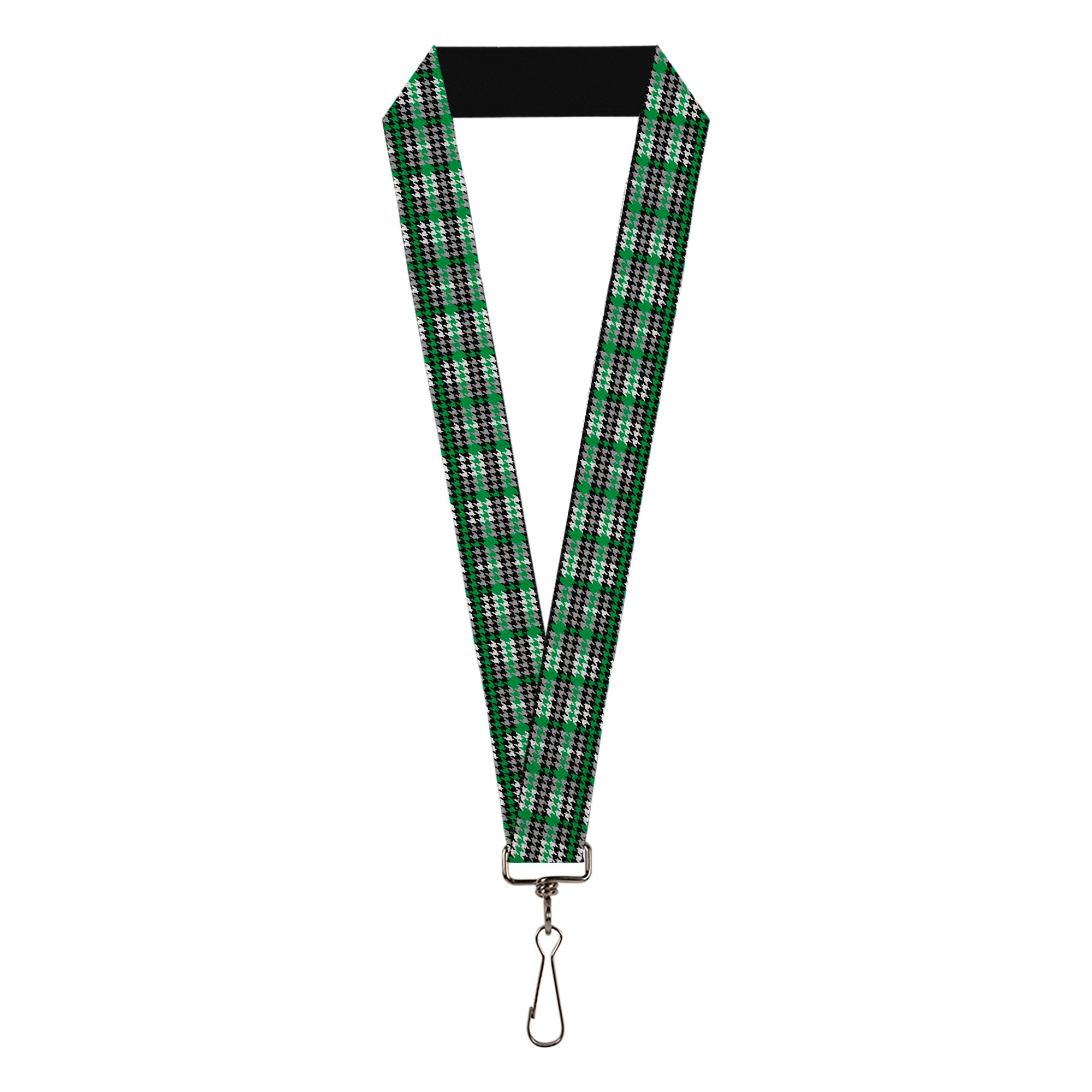 Lanyard - 1.0" - Mini Houndstooth Green Black Gray Lanyards Buckle-Down