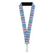 Lanyard - 1.0" - Mini Houndstooth Gray Baby Blue Pink Lanyards Buckle-Down