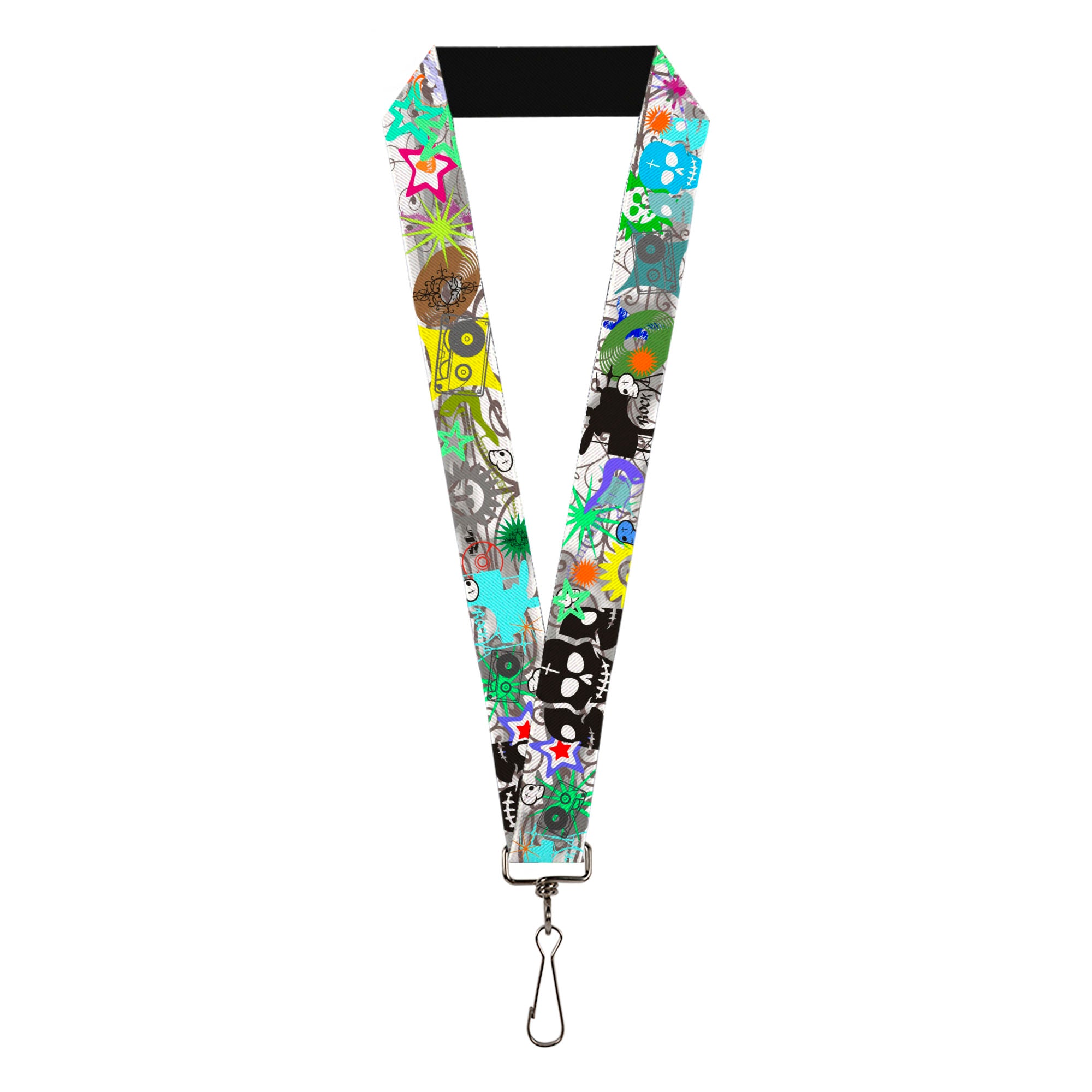 Lanyard - 1.0" - Music Skulls Multi Color Lanyards Buckle-Down