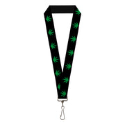 Buckle-Down Lanyard - Marijuana Leaf Repeat Black/Green Lanyards Buckle-Down